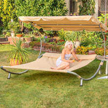 Učitajte sliku u preglednik galerije, Dvostruka vanjska ležaljka s baldahinom i jastucima