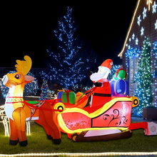 Učitajte sliku u preglednik galerije, 210 cm Djed Mraz i saonice sa sobovima