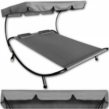 Učitajte sliku u preglednik galerije, Dvostruka vanjska ležaljka s baldahinom i jastucima