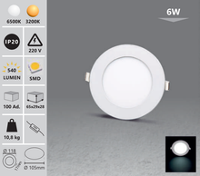 Učitajte sliku u preglednik galerije, Ugradbeni tanki LED panel - okrugli / set od 2 komada